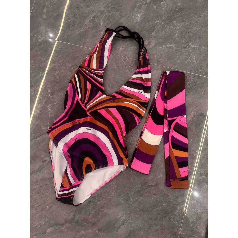 Melphieer Inspired Headband Swimsuit Colorful Swimwear Women Bikini Striped Bathing Suit Beach Outfits