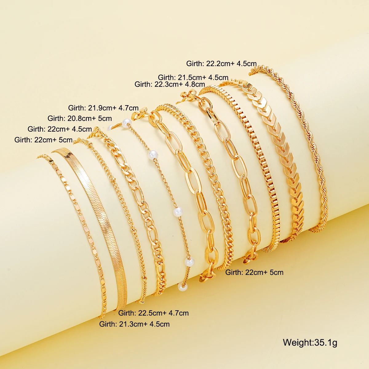 11 Pcs Boho Multi Layer Anklets Set For Women Vintage Simple Summer Gold Color Pearl Chain On Leg Beach Foot Jewelry Gifts 2024 250528