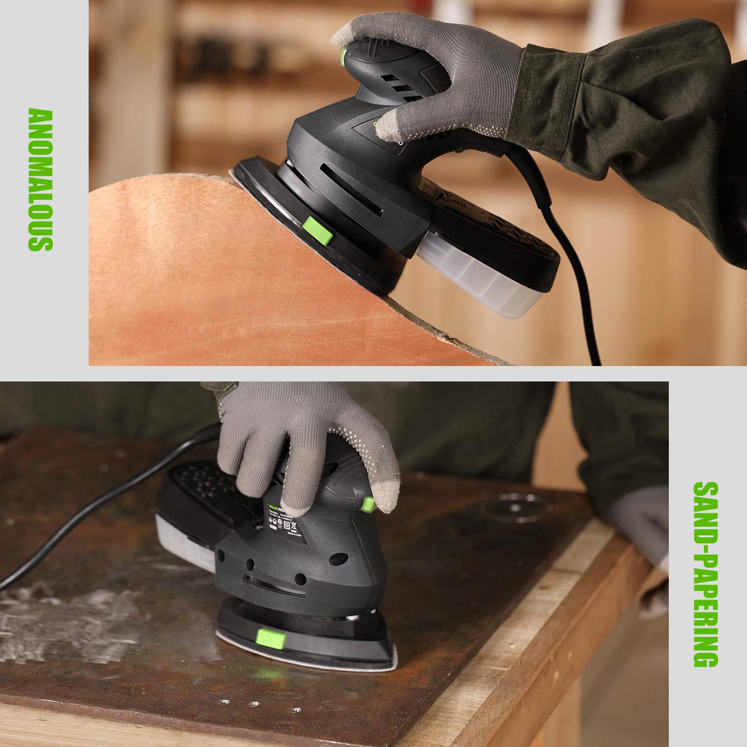 GALAX PRO 200W Detail Sander - 12000 OPM Electric Orbital Sander Paired with Dust Collection and 10 Pieces of Sandpaper