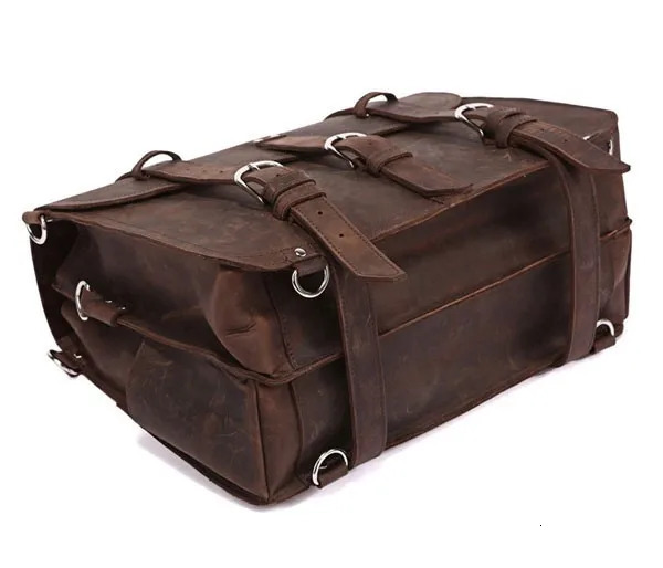 Vintage Crazy horse Genuine Leather Men Travel Bags Luggage Bag Duffle Large Weekend Overnight 250605