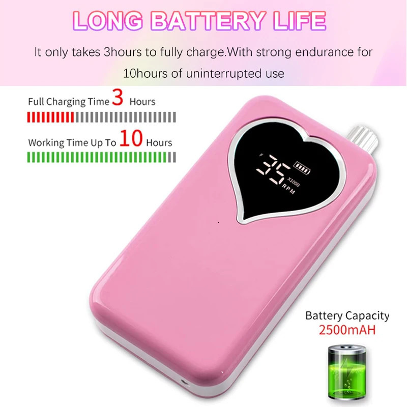 Nail Drill Machines For Manicure drill para unas 35000 RPM Heart Portable Desktop Rechargeable Adjust Speed Low Noise Nail Drill 250517