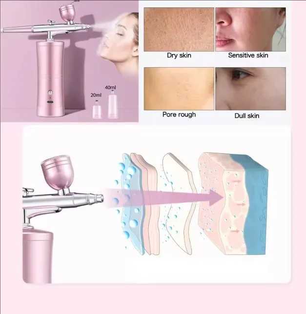 Portable Airbrush Gun Oxygen Facial Treatment and Nail Sprayer Beauty Equipment for Skin Hydration Revitalization Facial Care XJ250607