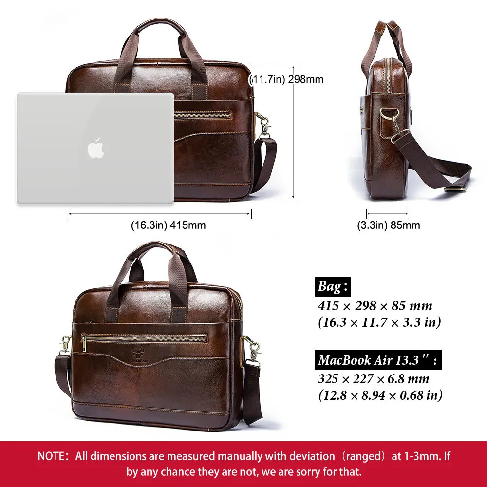 HUMERPAUL Briefcase Men Business Shoulder Messenger Bags Genuine Leather 15 Laptop Bag Mens Briefcase Office Business Handbag 250603