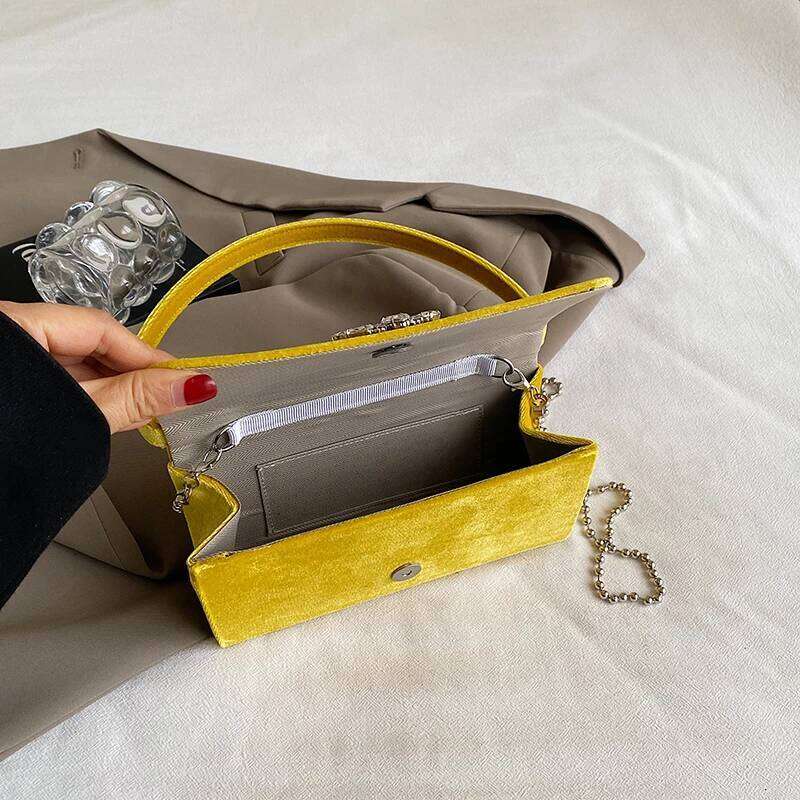 Shiny Dia Party Purse Evening For Women 2024 Spring Chain Shoulder Crossbody Bag Wool Cloth Handbag Clutch Bags