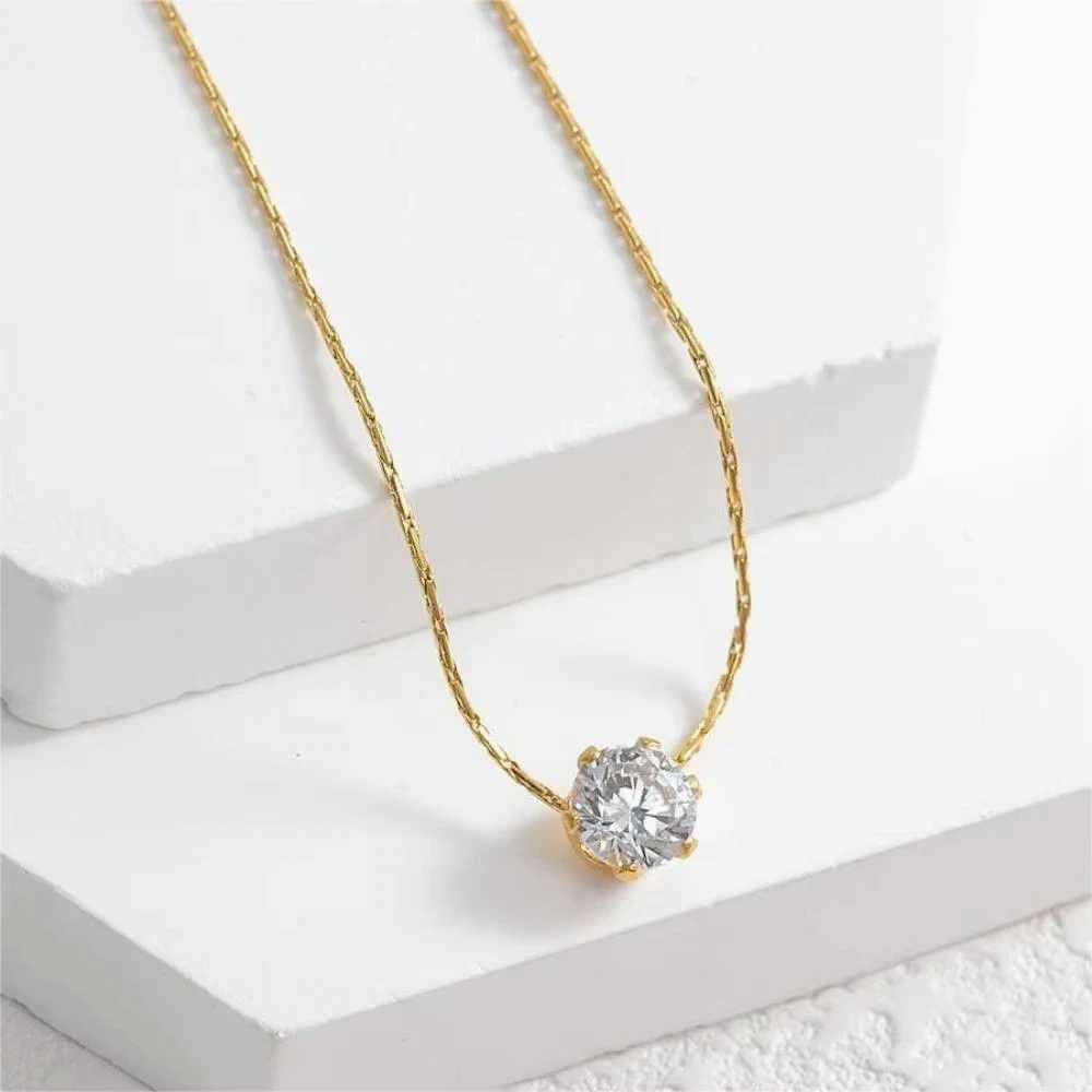 Mariasz Minimalist Gold Color Stainless Steel Heart Dainty Classic Zircon Charm Anti Tarnish Chain Necklace for Women Jewelry XJ250604
