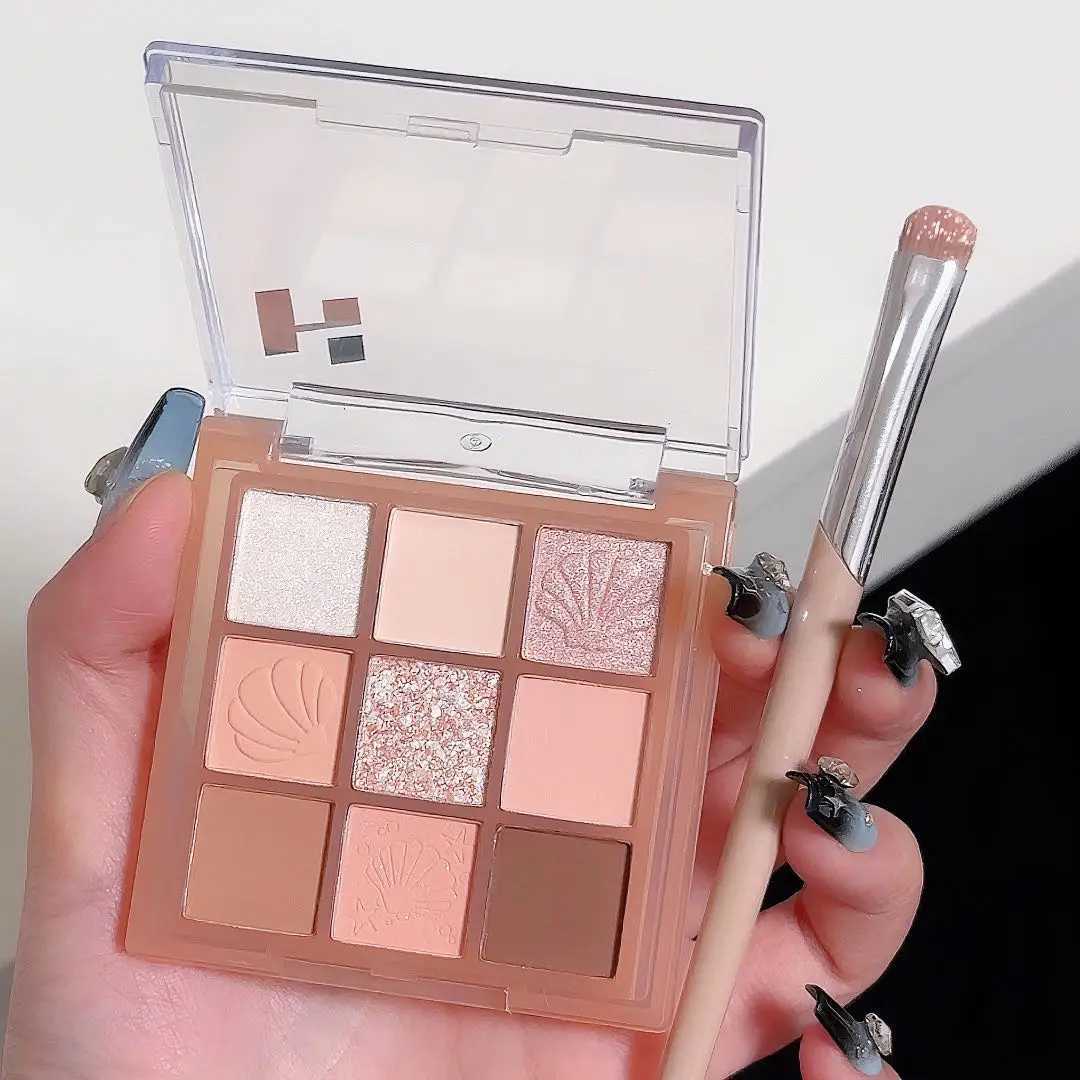 DIKALU New Shell Nine Color Eyeshadow Palette Powder Purple Low Saturation Earth Blush High Light Lying Silkworm Brightening Compr W250605