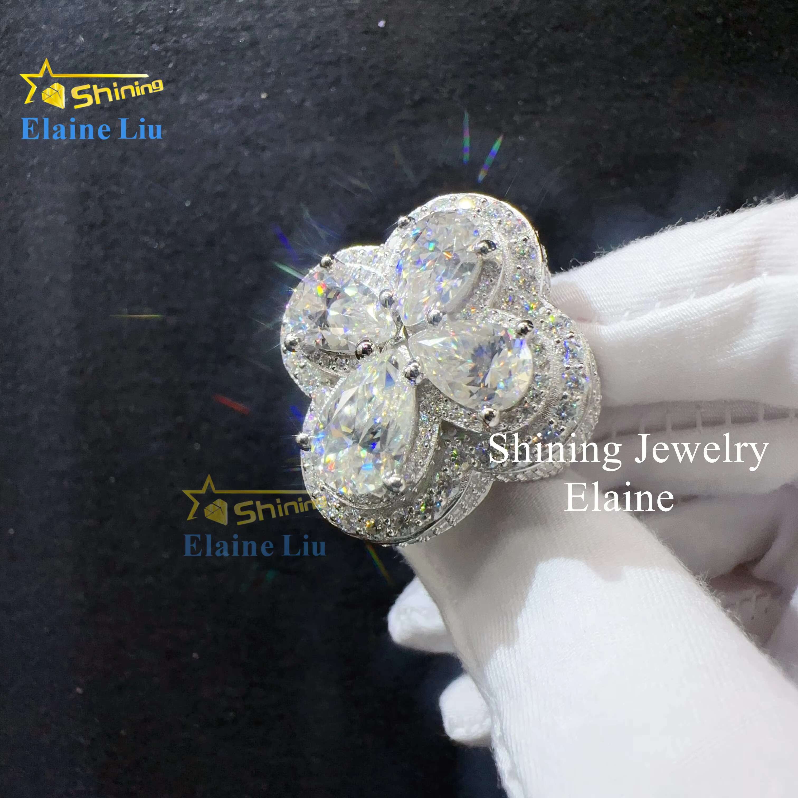 Pass Diamond Tester Sterling Silver Vvs Moissanite Ring 18k Gold Fine Jewelry Rings