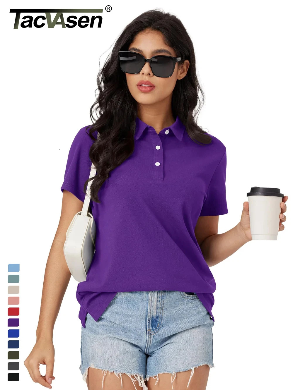 TACVASEN Summer Polo Shirts Womens Cool Ice Silk Short Sleeve Shirt Breathable Quick Dry Casual Golf Pullover Tee Tops 250604