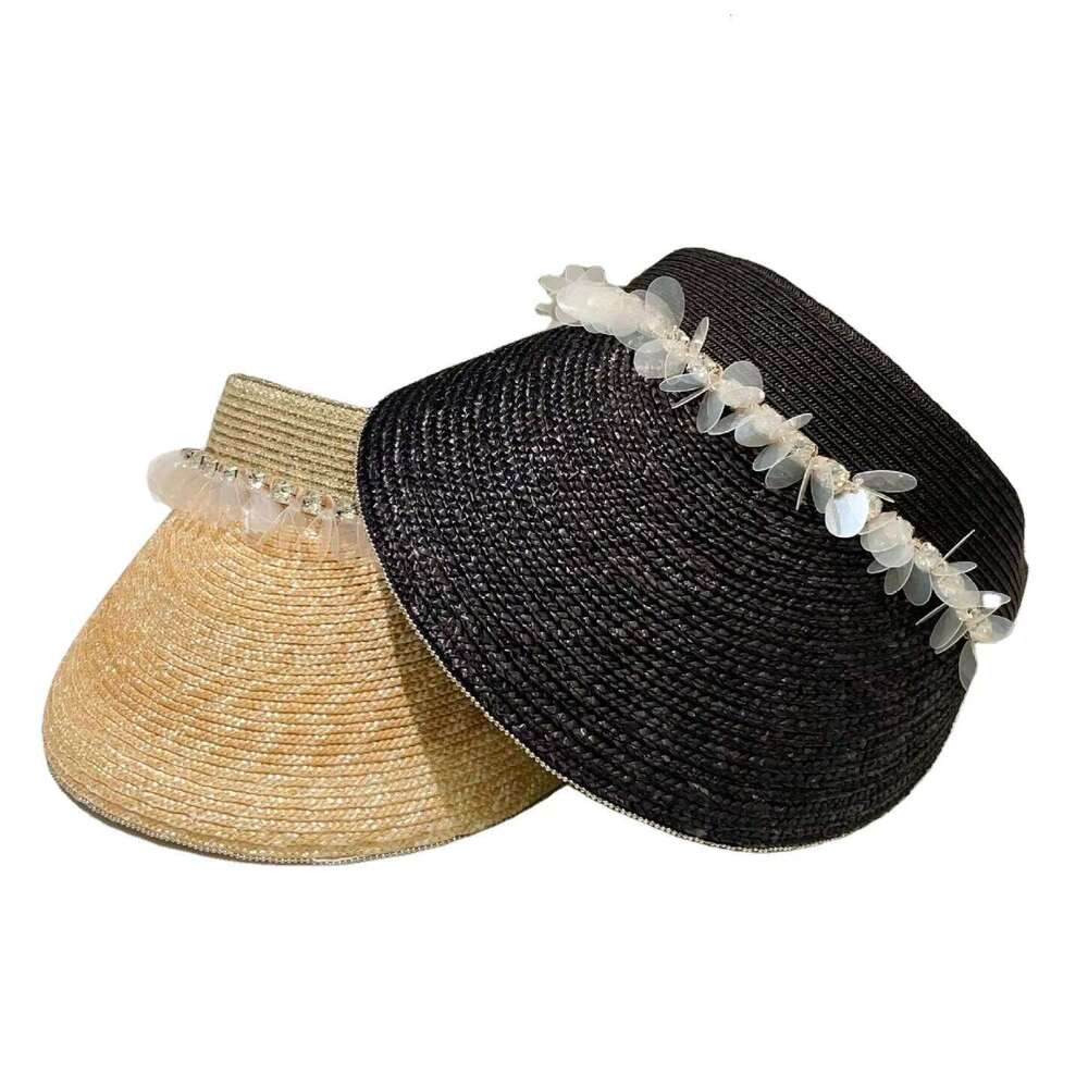 summer Women Visors wheat crownless straw hats Sun Visor sunvisor Beach backless hat Tourism with elastic band at back