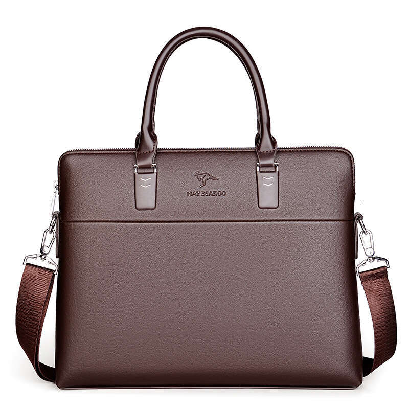 Men's Handbag Horizontal Leather Single Shoulder Crossbody Bag Business Handheld Briefcase