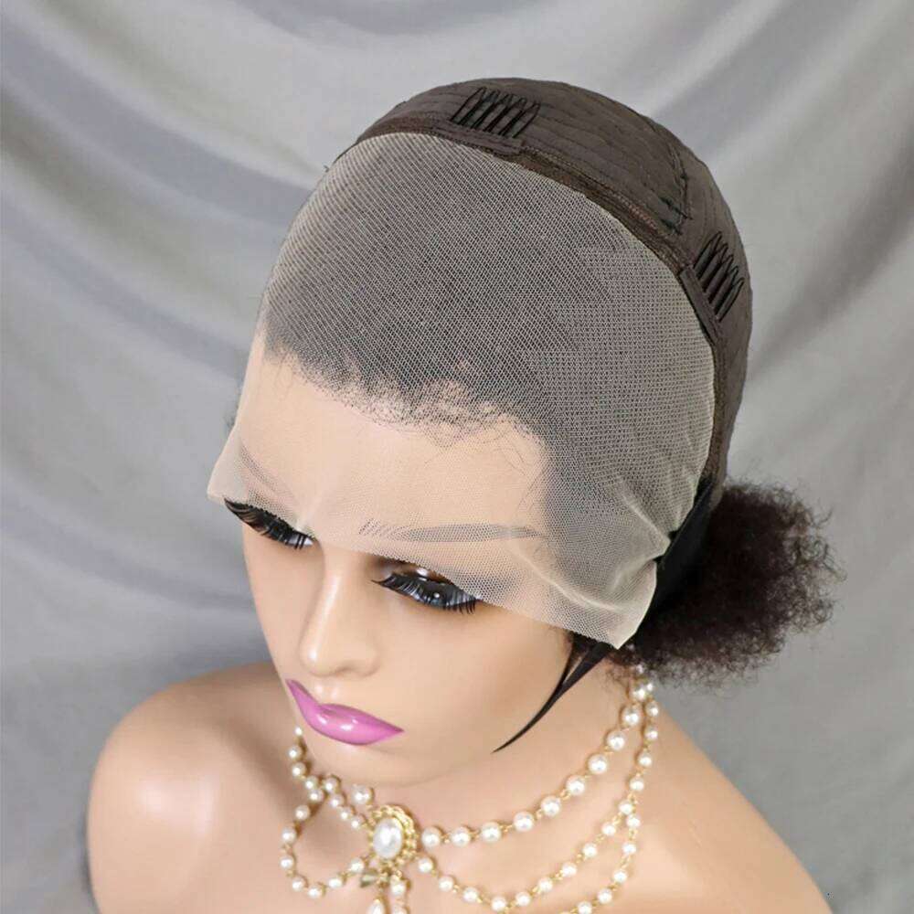 Front Short Afro Kinky Human Hair 250% Density 13x4 HD Lace Frontal Fluffy Curly Bob Wigs for Black Women