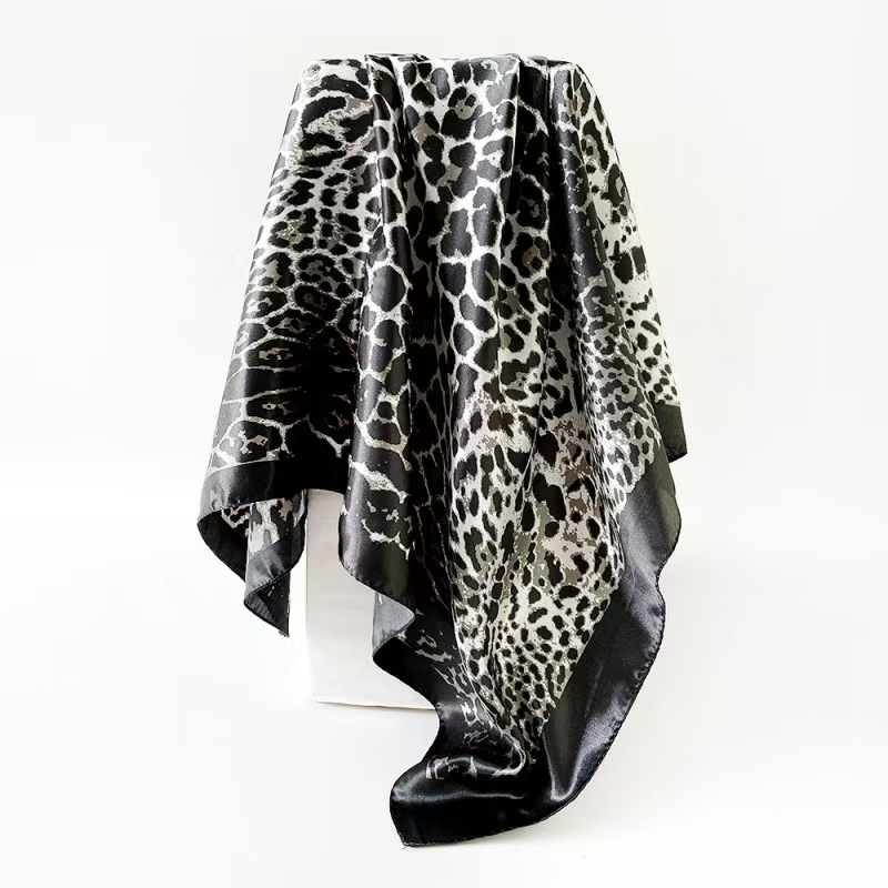 T892 Middle Eastern headscarf silk satin square scarf leopard print scarf
