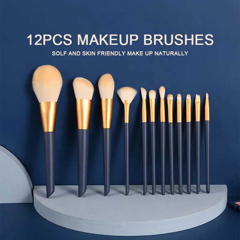 KLINA 12PCS Makeup Brushes Set Kit For Women Professional Natural Brush Foundation Powder Contour Eyeshadow Lip Makeup Tools W250605