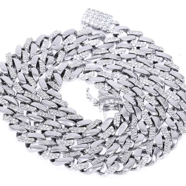 SGARIT Hip Hop Jewelry 5.95CT VVS Moissanite Diamond Cuban Chain Necklace 9MM 10K White Gold Miami Cuban Link Chain