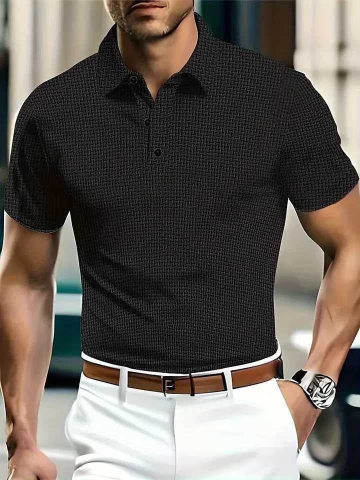 2025 yaz erkek modas polo gmleinin elastik kuma tasarm golf oynamak iin uygundur XJ250605