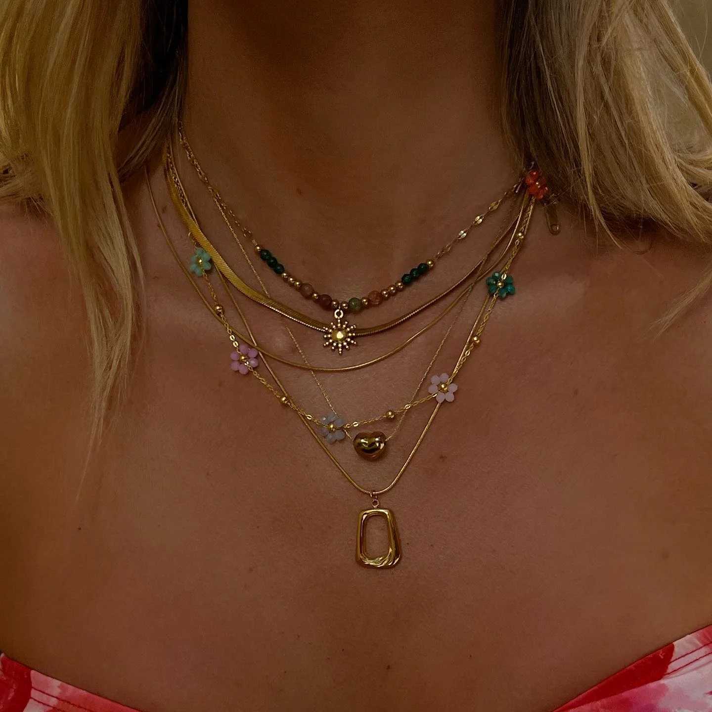 Uworld Temperament Heart Pendant Chain Necklace for Women Stainless Steel Stylish Choker 18 K Jewelry Waterproof Party Gift XJ250604