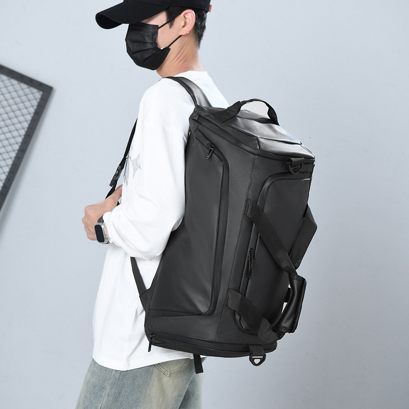 Men's Multifunctional Single Shoulder Crossbody Double Dry and Wet Separation Bag Short Trip Large Capacity Travel Backpack