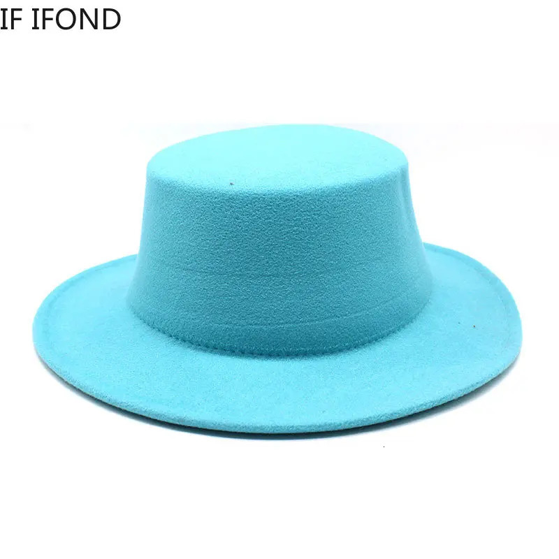 Autumn Winter Kids Felted Fedoras Hats for Boys Girls Solid Woolen Flat top Jazz Caps Childs Formal Dress Hats 250605