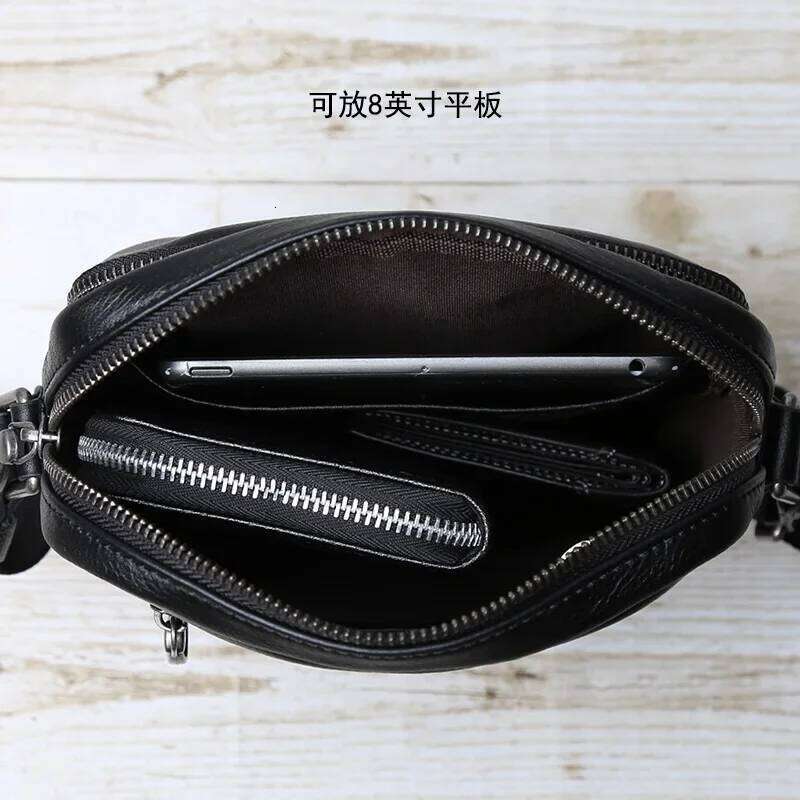 Casual Top Layer Cowhide Crossbody Men's Versatile Backpack Single Shoulder Soft Leather Simple Small Bag