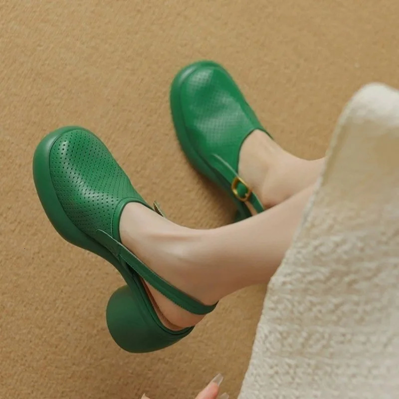 Baotou Round Toe Sandals Summer Style Head Deep Mouth Line with Soft Sole AntiSlip WearResistant High Heels 250605