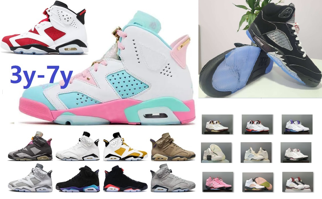 top Big kids 6s youth toddler basketball shoes 5s 4s designer og fire red black cat oreo brown kelp unc blue aqua tinker georgetown cool grey toro Girloutdoor sneakers