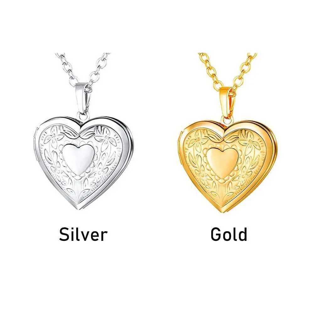 New Fashion Unisex Titanium Steel Necklace Heart Shaped Photo Picture Locket Lover Friend Pendant Chain Jewelry AccessoriesXJ250604