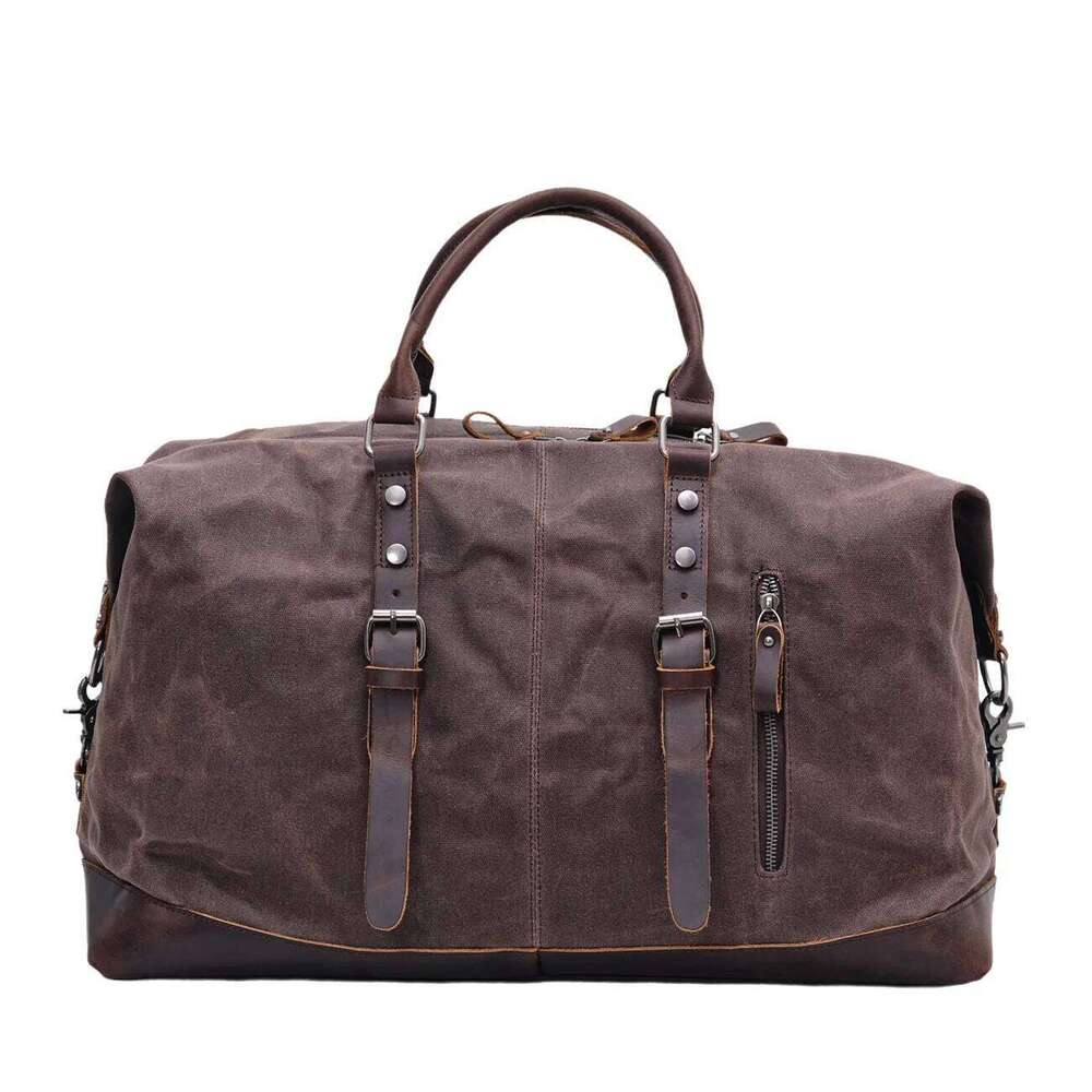 Men M Hand Lage Canvas Leather Travel Duffel Shoulder Bags Large Capacity Weekend Overnight