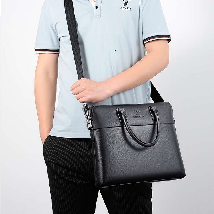 Men's Handbag Horizontal Leather Single Shoulder Crossbody Bag Business Handheld Briefcase