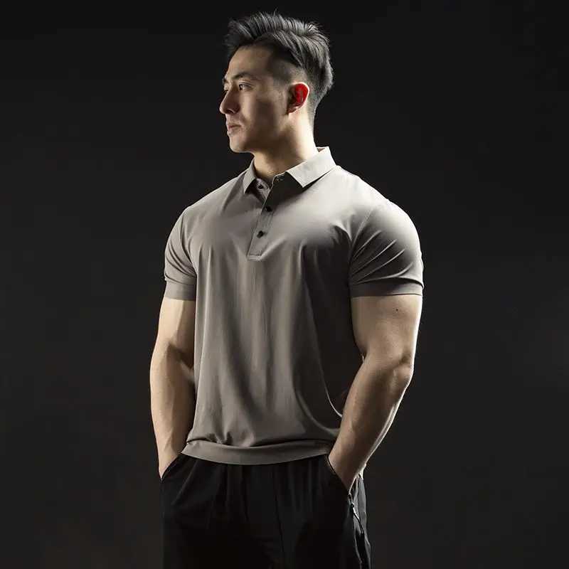 With Collar T Shirt for Men Plain Chic Summer Short Quarter Sleeve Man Polo Shirts Music Elastic Luxury Elegant Tee Aesthetic Xl XJ250605