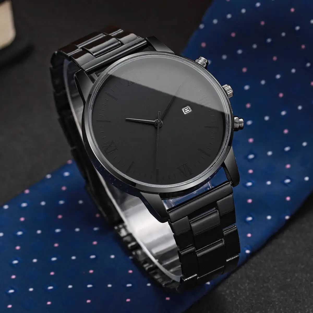 Fashion Men Business Calendar Watches Simple Roma Dial Analog Quartz Watch for Men Clock Reloj HombreWithout Box Y250605