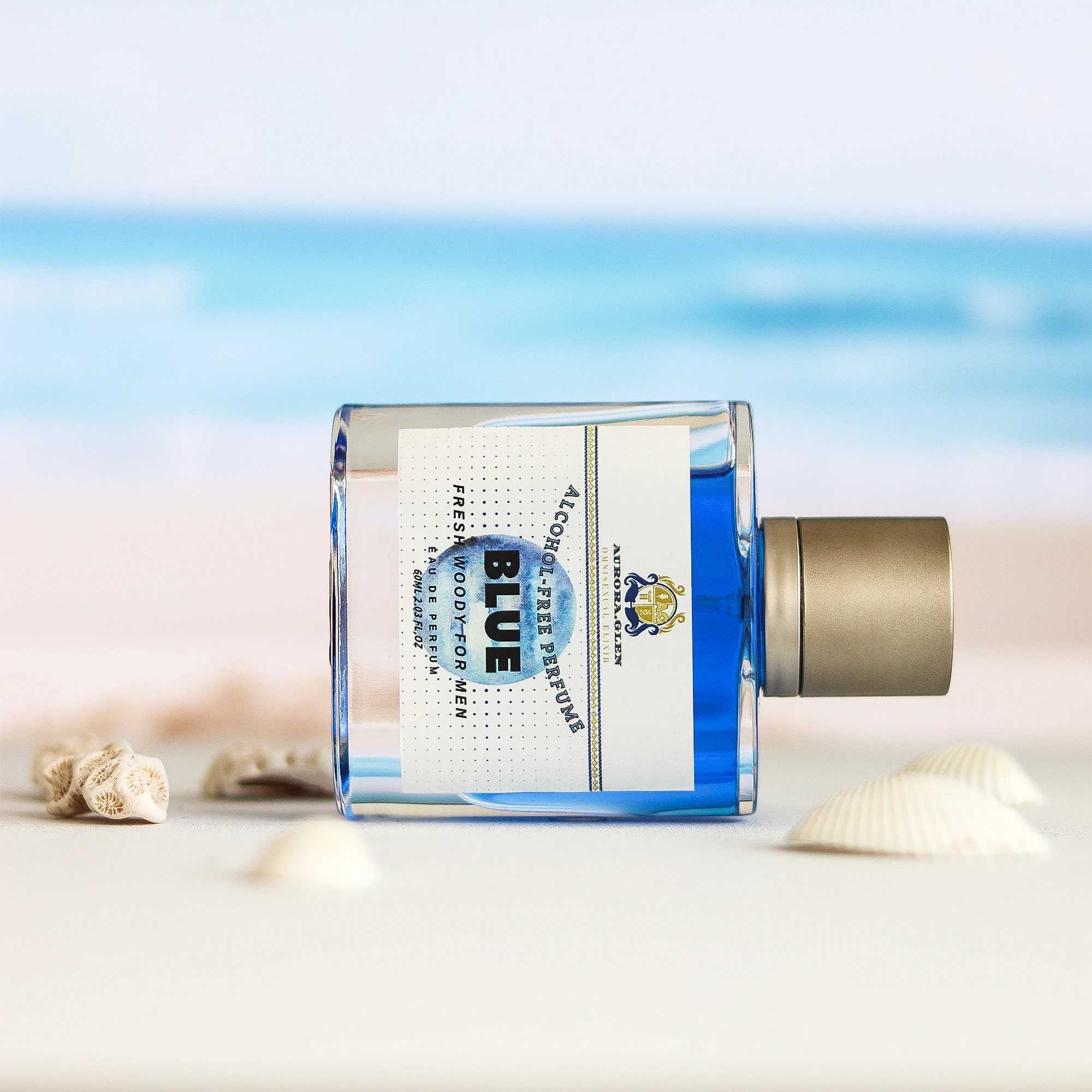 Azure for Men Perfume Oil 60mL Alcohol-Free Fresh Woody Scent Long-Lasting 6-8H Skin Sensitive Safe Lemon Vetiver Cedar W250605