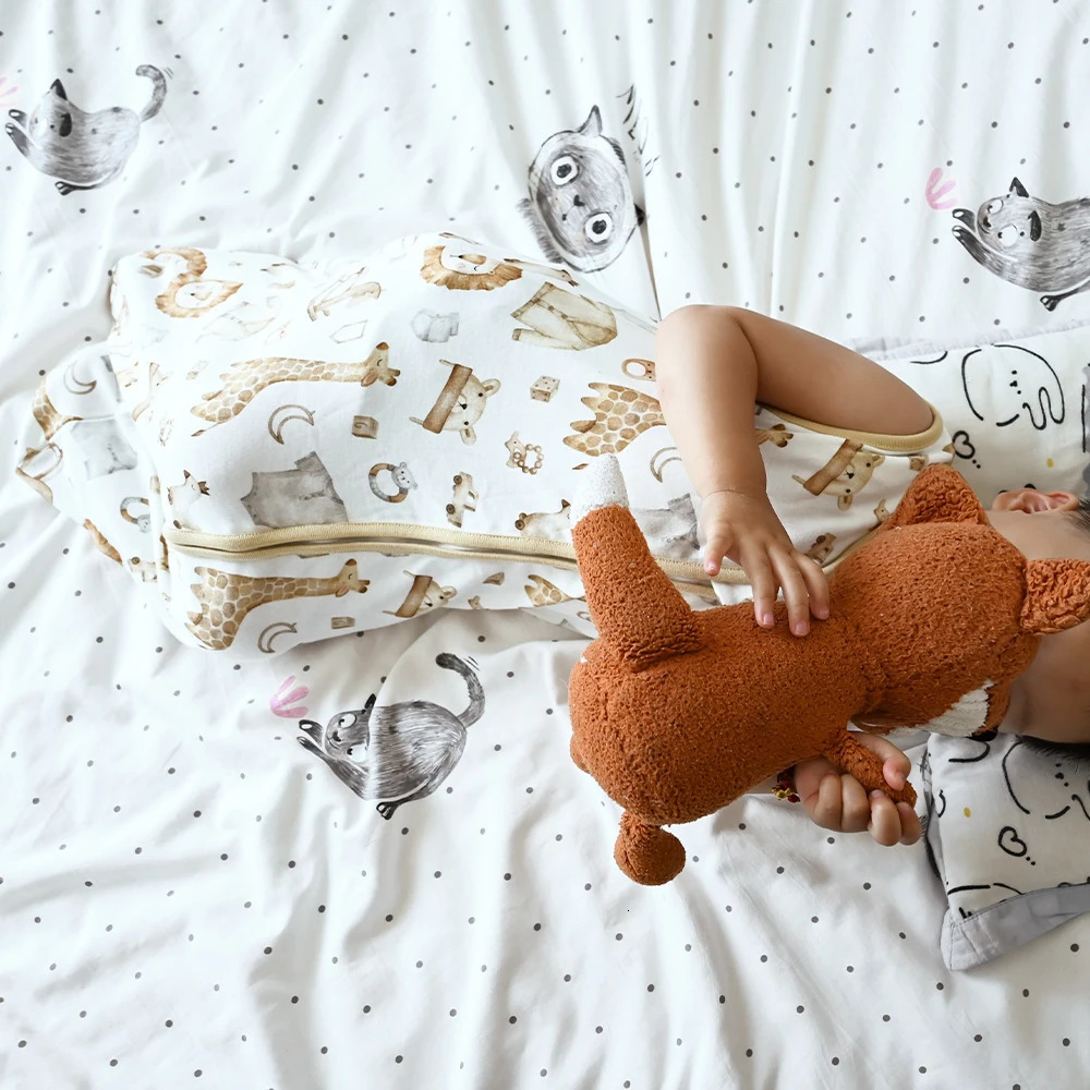 HappyFlute Cute Print Two-Way Zipper Super Soft Bamboo Cotton Fabric Sleeveless Baby Summer Anti-kick Sleeping Bag 250604