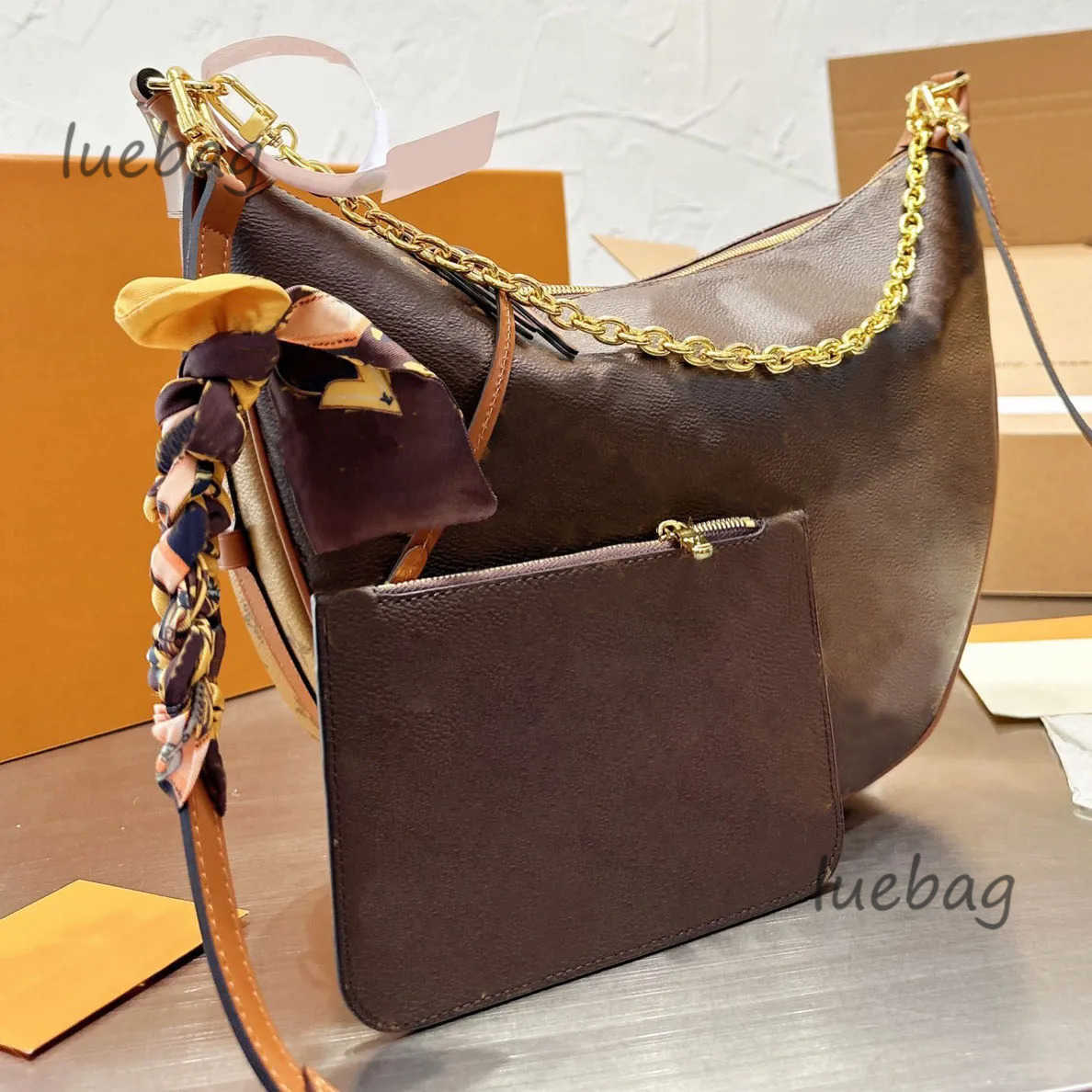 Designer Mirror Quality Designer Loop Bag Hobo Half Moon Bags Shoulder High Quality Genuine Leather Luxury Women Crossbody Messenger Purse Handbag