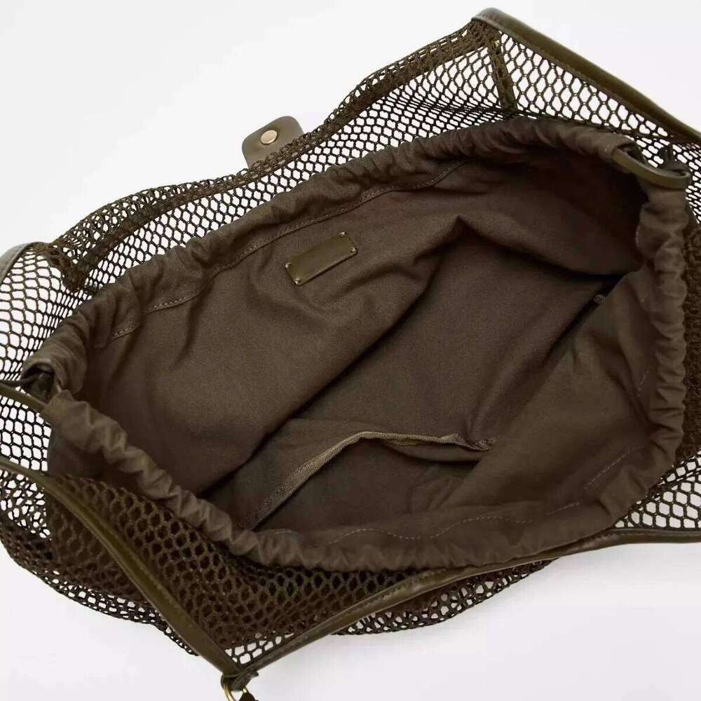 Large Capacity Women's Hollow Mesh Beach Handbag Travel Vacation Storage Tote Bag