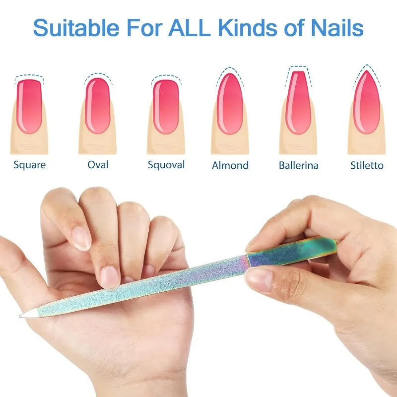 Diamond nail files for men and women stainless steel double-sided nail files natural diamond grit board nail care 250605