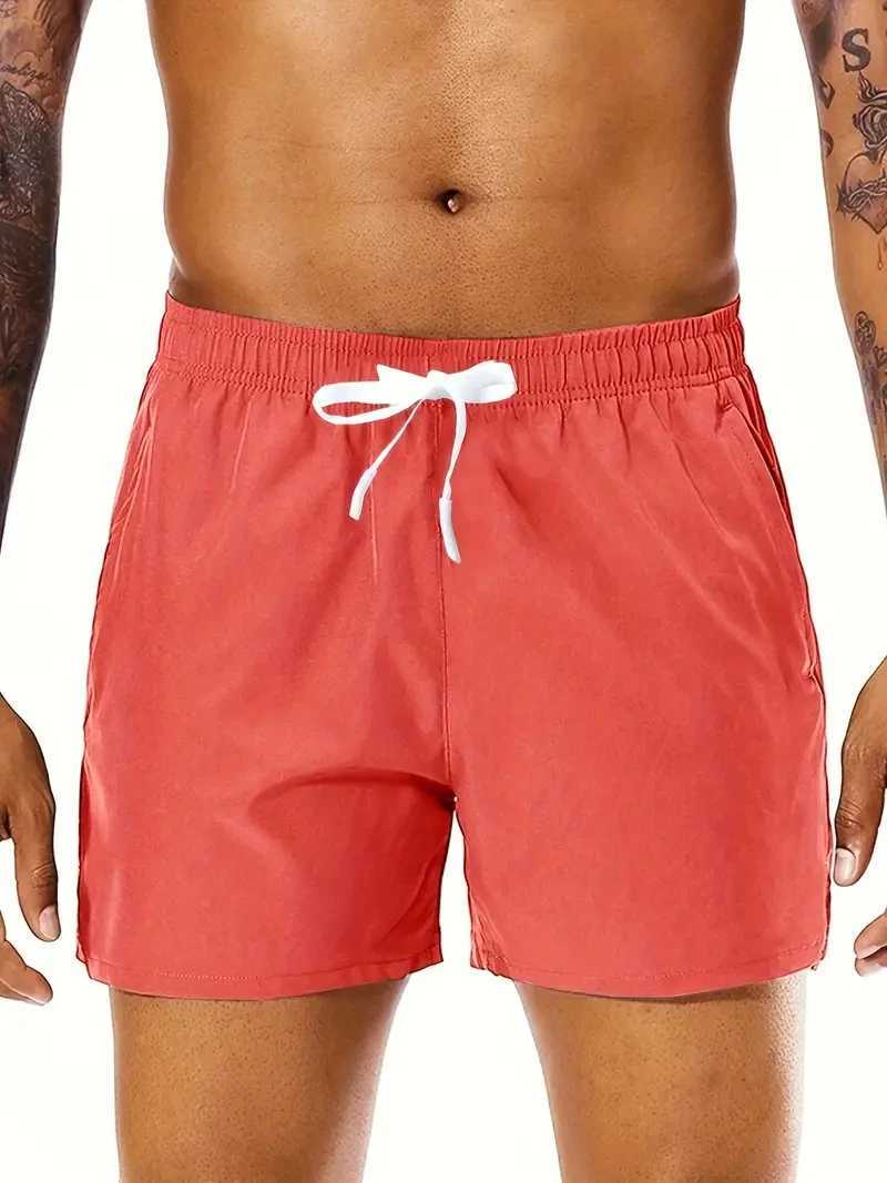 Men 2025 New Summer Beach New Models Solid Color Fashion Leisure Comfortable Elastic Waist Double Pockets Cool Sports Shorts XJ250605