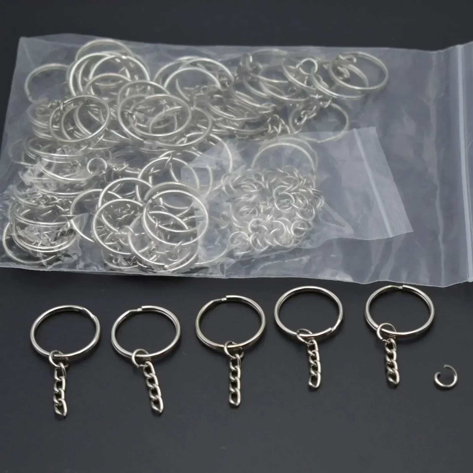 Silver Plated Metal Blank Keyring Keychain Split Ring Keyfob Key Holder Ring Men DIY Key Chains Key Ring Accessories 250605