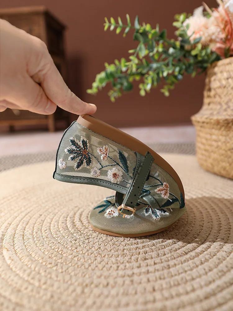 Floral Embroider Mesh Mary Janes Shoes Women Trasparent Elegant Flats Shoes Ladies Casual Summer Breathable Loafers Footwear 250603