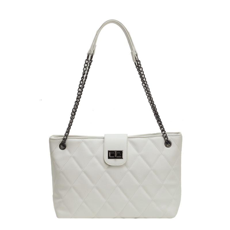 Free Shipping Designer Bag New Fashionable Casual Diamond Grid Embroidered Thread Chain Armpit Women's Single Shoulder Diagonal Cross Bag Large C