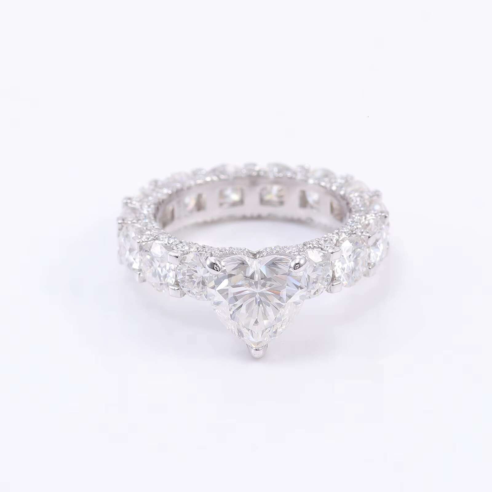 High Quality 14K White Gold Ring DEF Heart Shape VVS 2.8ct White Moissanite Diamond Ring Engagement Wedding for Women