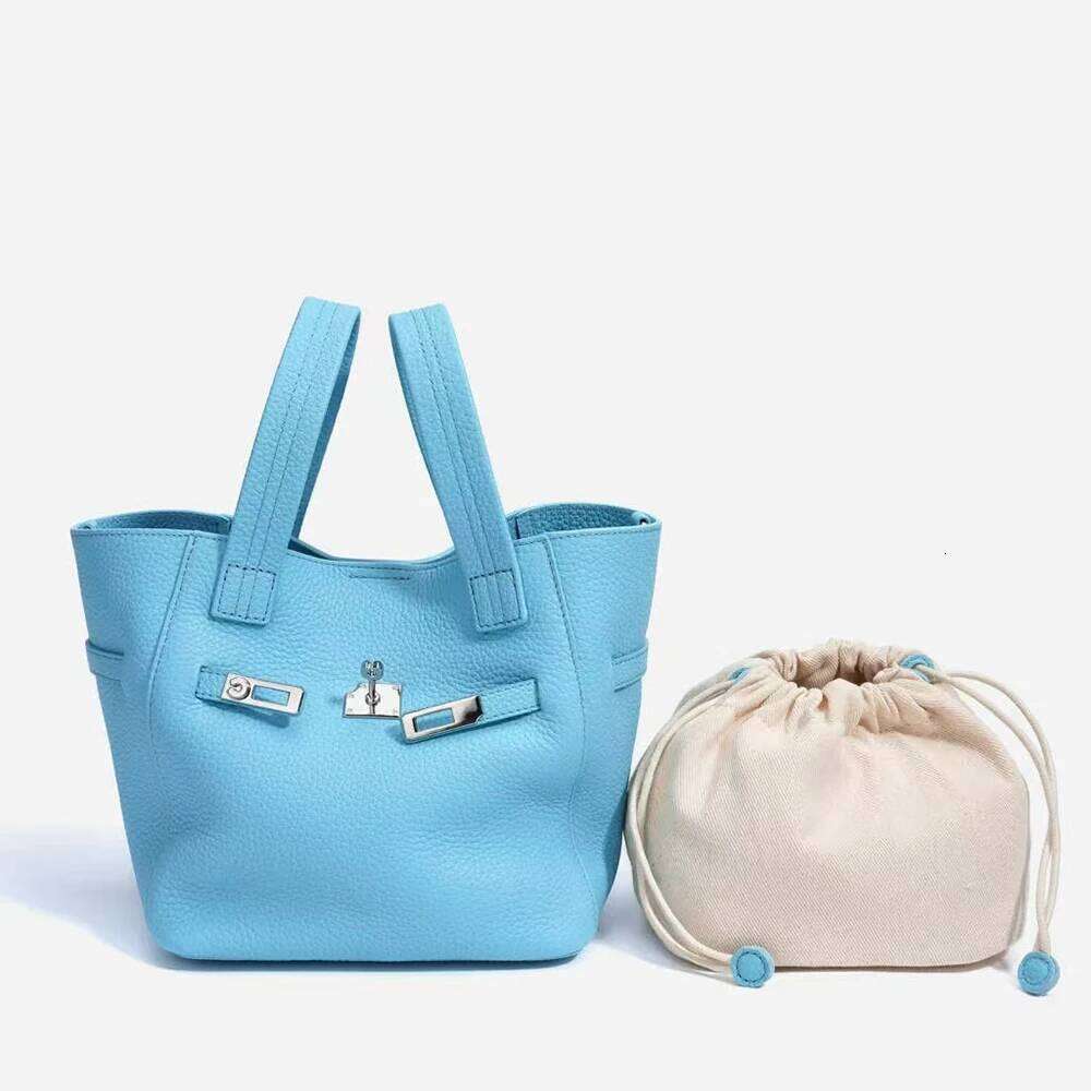 Fashion Original Brand Women Genuine Leather Female Top Handle Soft New Handbags Custom Name Designer Tote Bucket Bag