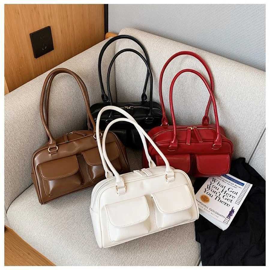 New Fi and Leisure Womens Handbag Versatile for Commuting Underarm Bag Double Front Pocket Handheld Shoulder Bag XJ250605