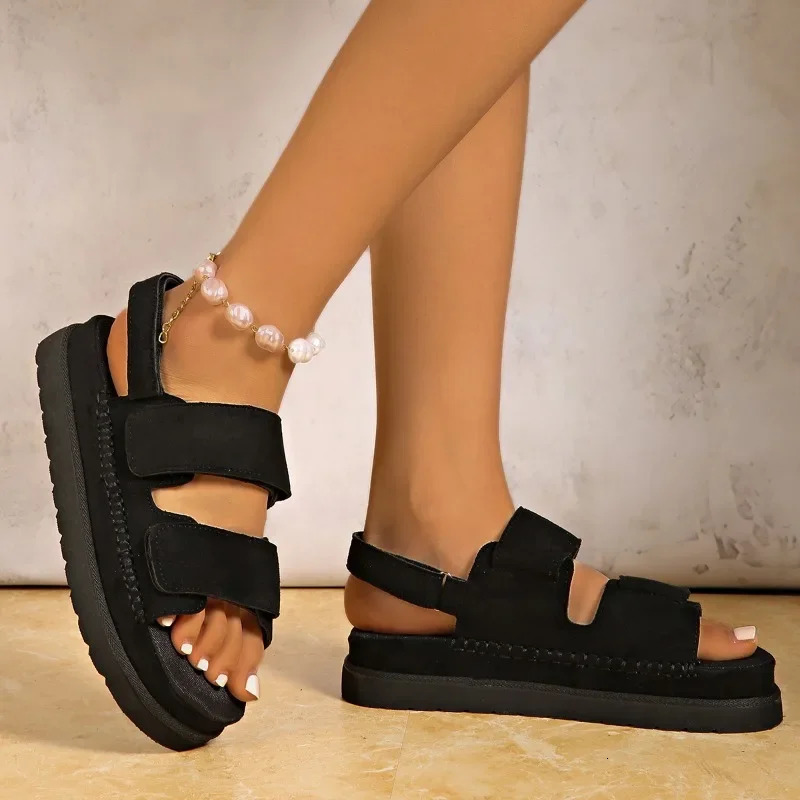 Roman Platform Womens Sandals Summer Casual Height Increase Shoes Woman Open Toe Women Solid Flat Beach Shoes 250605