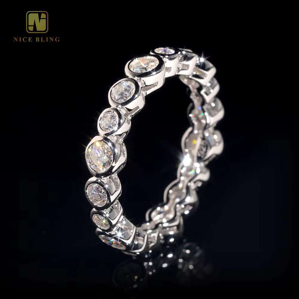 Fine Jewelry Rings S925 Silver Bezel Radiant Cut VVS Moissanite Ring Women Finger Rings Wedding Engagement