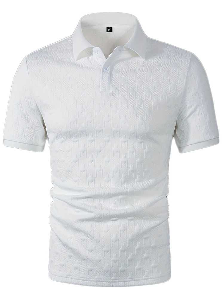 Fashion Mens Polo Shirts 2025 Spring Summer Daily Casual Textured Solid Color Polo Shirt For Men Vintage Short Sleeve Pullovers XJ250605