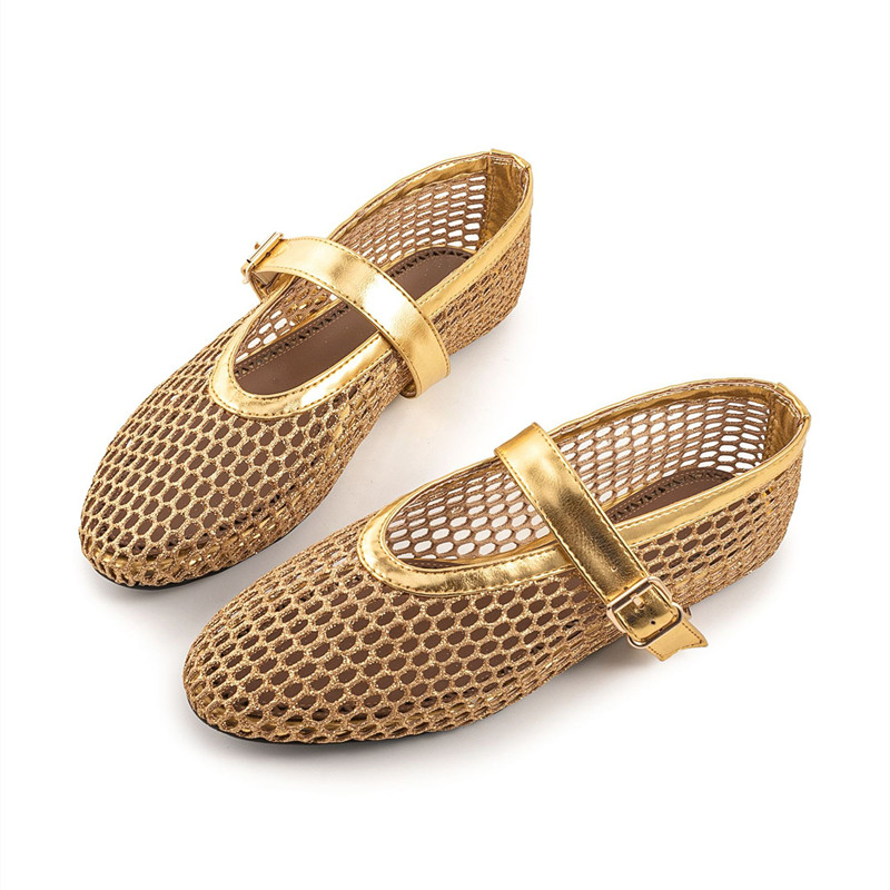 Designer Mesh Hollow ballet flats luxury shoes loafers womens new Light breathable Fishnet Comfort pumps luxury shoes Summer Anti-slip low commuting m