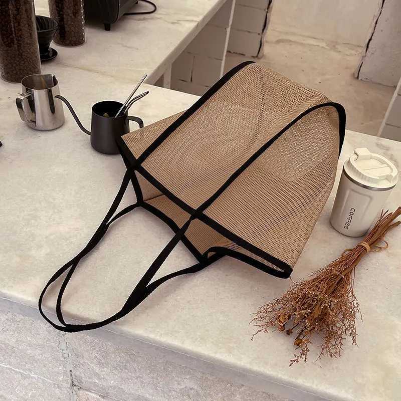 Transparent Hollow Shoulder Bag For Mesh Totes Bag Summer Beach Bag Ladies Portable Handbags Shoulder Bags Clutch feminina XJ250605