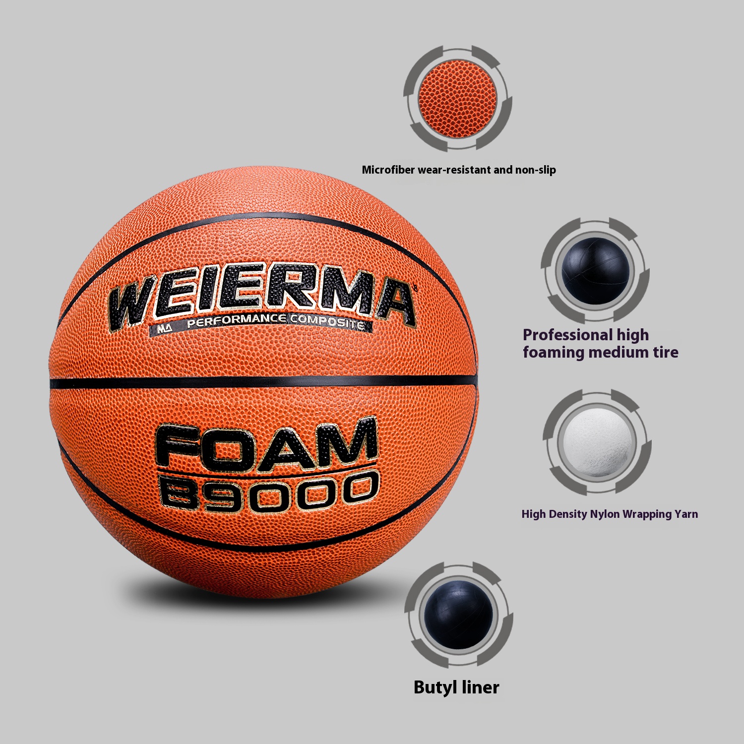 Pro Competition Basketball - Official Size 7 | Ultra-Grip Composite Leather | Match-Ready for League & Training