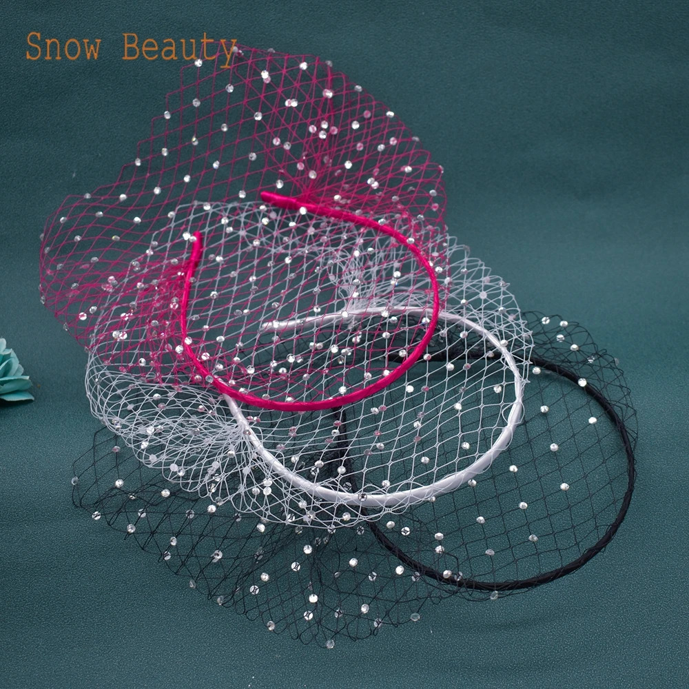 JM06 Pink Mini Wedding Veil Multiple Styles Birdcage Veil Rhinestones Party Accessories White Blusher Veil for Bride Headwear 250530