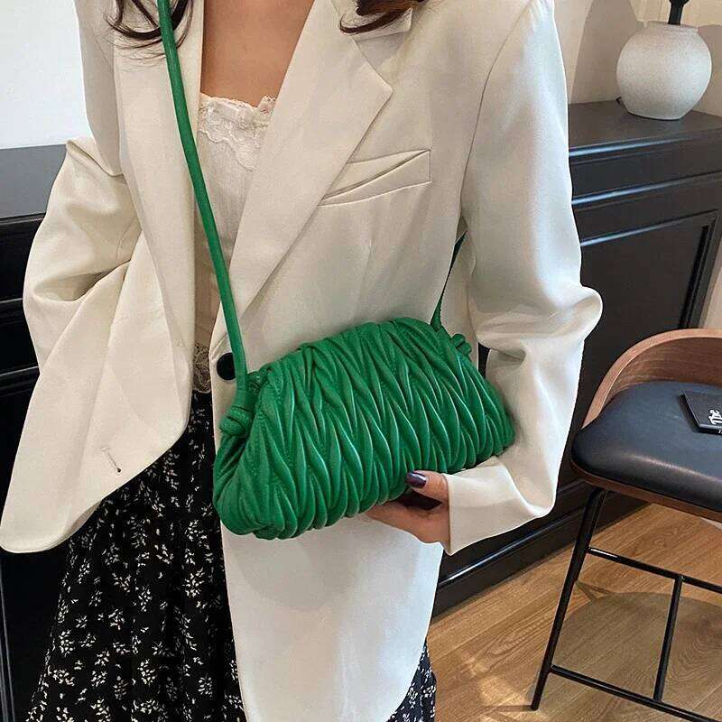 Designer Puff Handbag Purse Green Crossbody For Women Fashion Clutch Brand Plaid Small Shoulder Bag